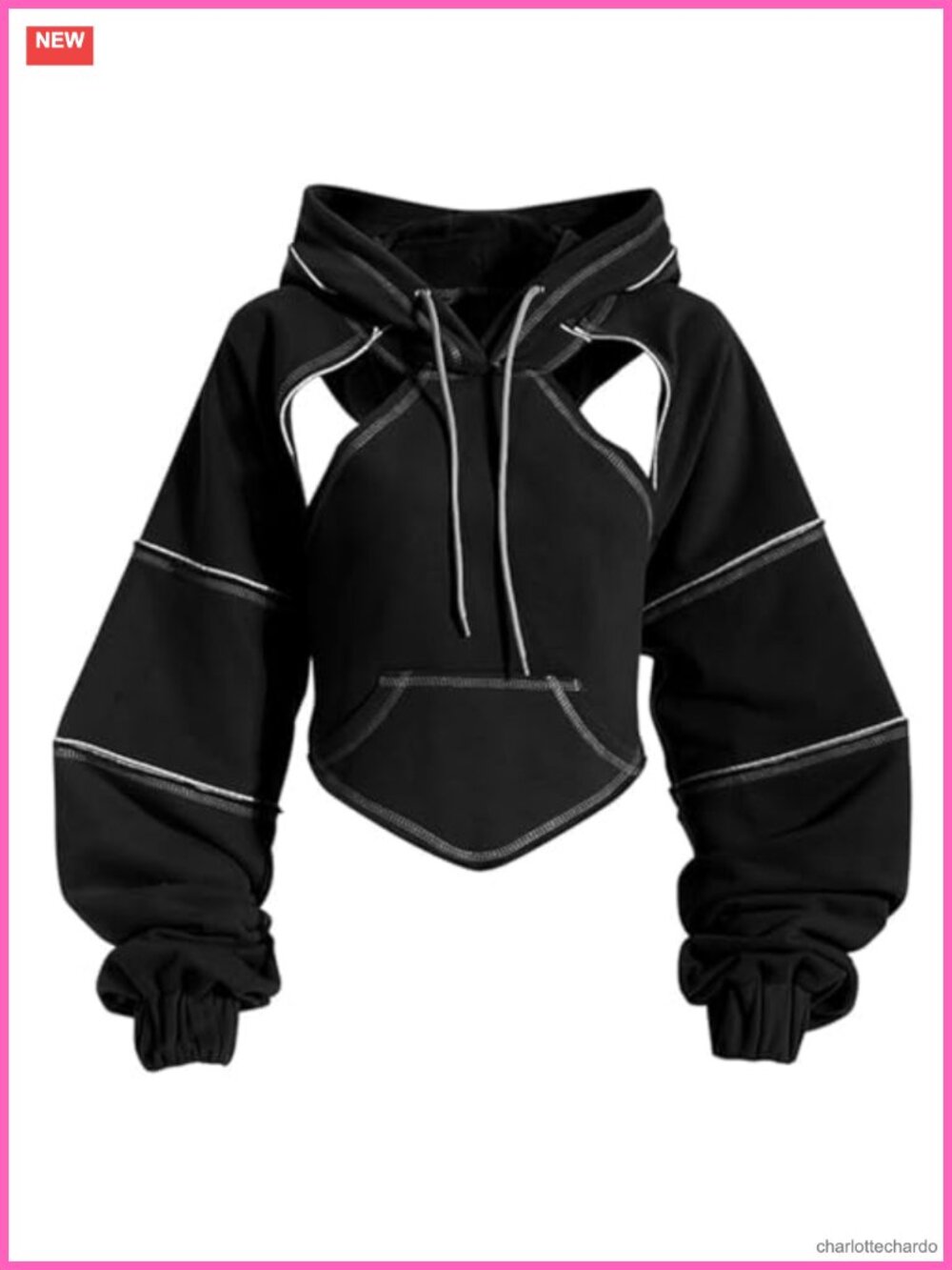 Crop Hip Hop Hoodie Women Pullover Cutout Backless Bandage Short Hooded